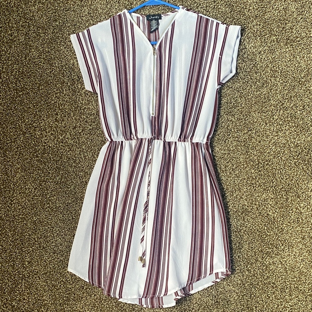 Justify Burgundy and White Striped Romper
